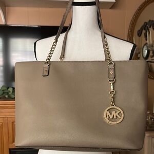 Michael Kors Tan Gold Tote Bag with Structured Design